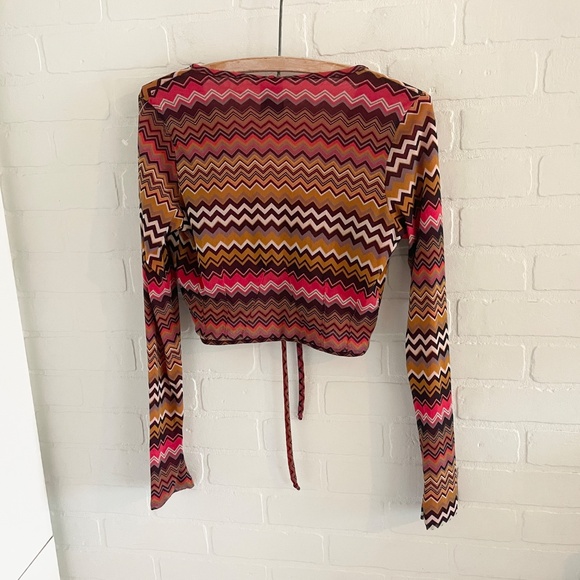 Vintage Y2K Save the Queen Crop Cardigan Babydoll Mod Tie-front Designer Sz L - Picture 9 of 11